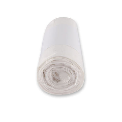 Müllbeutel mit Griff, 50 l 15 my | HDPE, Rolle, transparent - Karton mit 30 x 20 Stück (600 Stück)