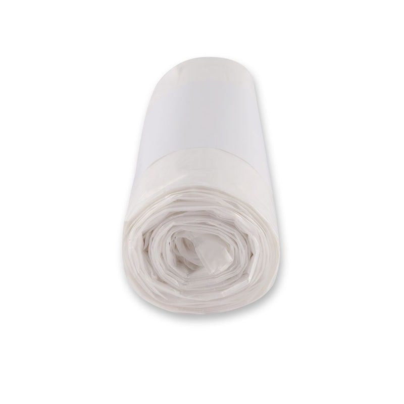 Müllbeutel mit Griff, 50 l 15 my | HDPE, Rolle, transparent - Karton mit 30 x 20 Stück (600 Stück)
