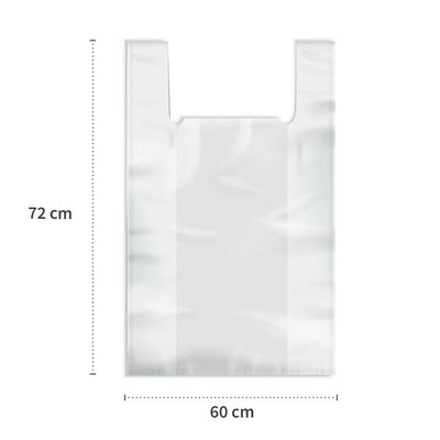 Müllbeutel mit Griff, 50 l 15 my | HDPE, Rolle, transparent - Karton mit 30 x 20 Stück (600 Stück)