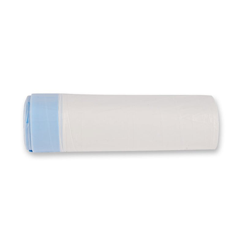 Müllbeutel mit Zugband, 30 l - 15 my | HDPE, Rolle, weiß - Karton mit 36 x 25 Stück (900 Stück)