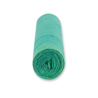 Müllbeutel mit Zugband, 60 l - 12 my | HDPE, Rolle, grün-gelb - Karton mit 28 x 20 Stück (560 Stück)
