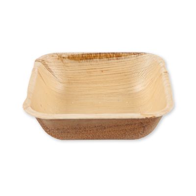 Bio Schalen, quadratisch | Palmblatt, braun, 400 ml - Karton mit 100 Stück - Artikel 410630