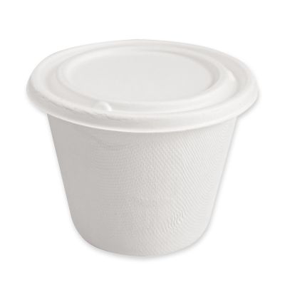 Bio Suppenbecher | Zuckerrohr, 425 ml, weiss, Karton mit 500 Stück - Artikel 41142