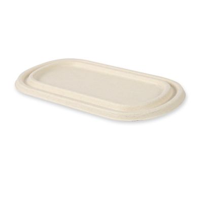 Bio Deckel für Imbiss-Schalen, oval | Zuckerrohr, Karton mit 500 Stück - Artikel 411505