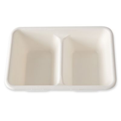 Bio Schalen, 2-geteilt | Zuckerrohr, 630 ml, weiss - Karton mit 1000 Stück - Artikel 41153