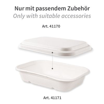 Bio Schalen Puro, rechteckig | Zuckerrohr, weiß, Karton mit 500 Stück - Artikel 41171