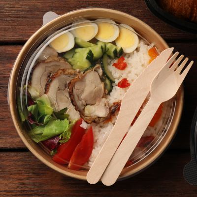 Bio Deckel für Salatschalen Caesar | Kraftpapier/PLA, braun - Karton mit 300 Stück - Artikel 416115
