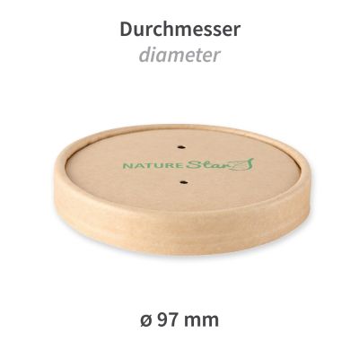 Bio Deckel für Suppenbecher Minestrone | Kraftpapier/PLA, braun, Karton mit 500 Stück - Artikel 416210
