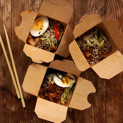 Bio Foodboxen Asia | Kraftpapier/PLA, braun - Karton mit 500 Stück - Artikel 416410