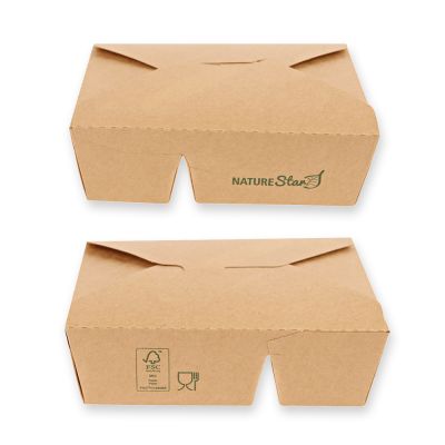 Bio Foodboxen Menu, 2-geteilt | Kraftpapier/PE, FSC®-Mix, braun, Karton mit 200 Stück - Artikel 417314