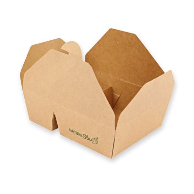 Bio Foodboxen Menu, 2-geteilt | Kraftpapier/PE, FSC®-Mix, braun, Karton mit 200 Stück - Artikel 417314
