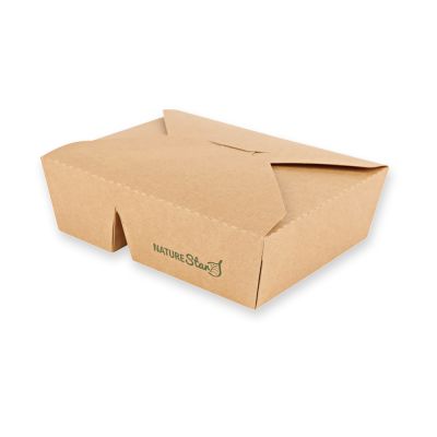 Bio Foodboxen Menu, 2-geteilt | Kraftpapier/PE, FSC®-Mix, braun, Karton mit 200 Stück - Artikel 417314