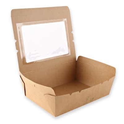 Bio Foodboxen Menu Sichtfenster | Kraftpapier/PE, FSC®-Mix, braun, Karton mit 300 Stück - Artikel 417322