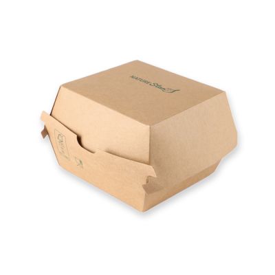 Bio Hamburgerboxen | Kraftpapier/PE, FSC®-Mix, braun, Karton mit 300 Stück - Artikel 417411