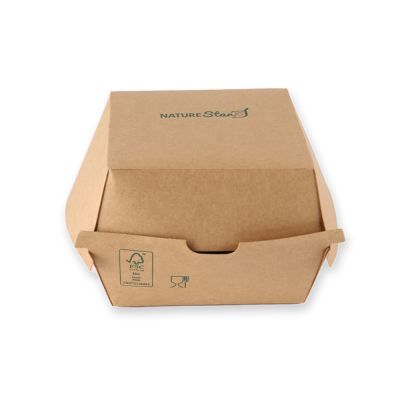 Bio Hamburgerboxen | Kraftpapier/PE, FSC®-Mix, braun, Karton mit 300 Stück - Artikel 417411