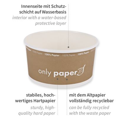 Bio Salatschalen Only Paper | Pappe - Karton mit 300 Stück - verschiedene Größem - Artikel 418000