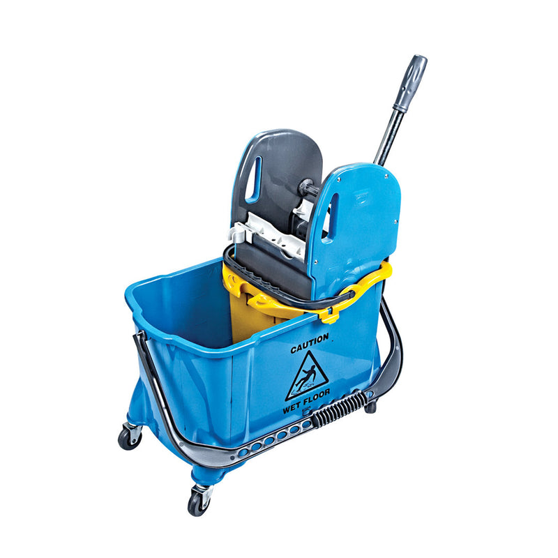 Eineimer-Fahrwagen PE 24 L mit Profipresse und Schmutzfangeimer 10 L
