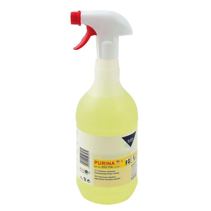 Kleen Purgatis Purina alkalisch, Fettlöser | anwendungsfertig, gelb - Karton mit 6 Flaschen á 1 l
