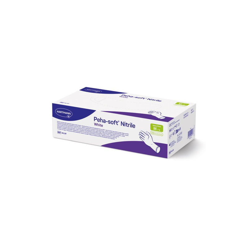 Hartmann Peha-soft® nitrile white powderfree, Untersuchungshandschuhe, Karton mit 10 Päckchen á 100 Stück