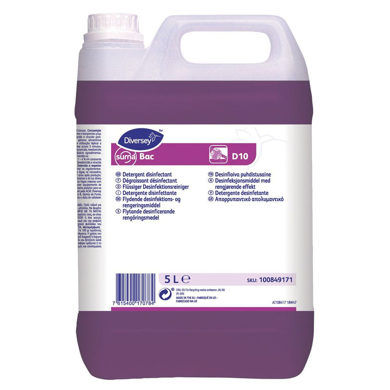 Diversey Suma Bac D10, Desinfektionsreiniger, lila - Karton mit 2 Stück á 5 l