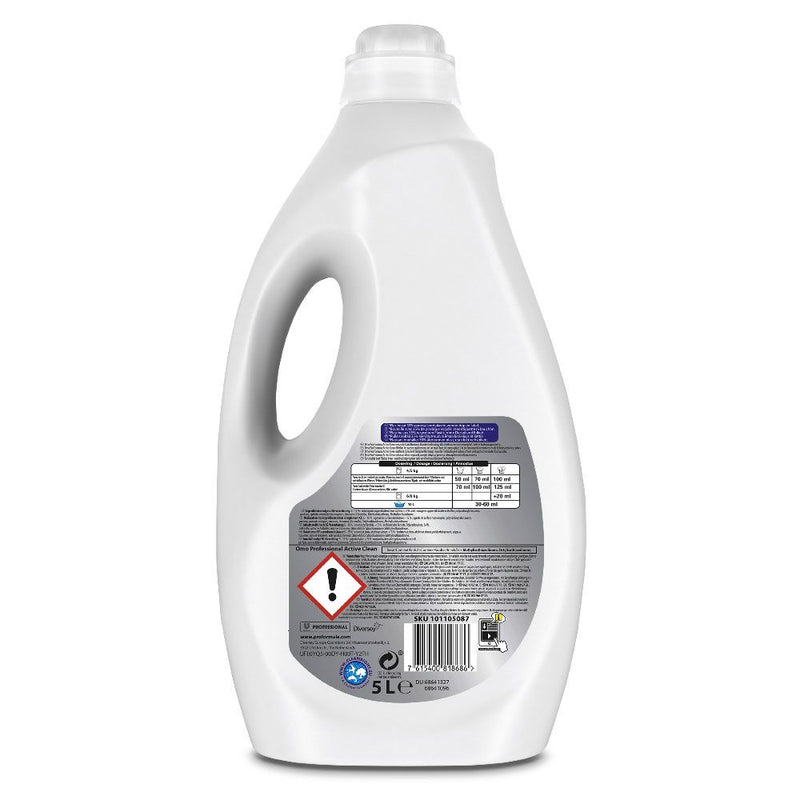 Diversey Omo Professional Active Clean, verdünntes biologisches Flüssigwaschmittel, weiß - Karton mit 2 Stück á 5 l