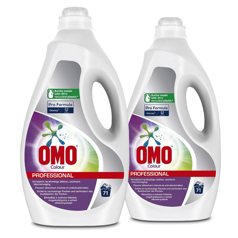 Diversey Omo Professional Colour, Flüssigwaschmittel für Buntwäsche, weiß - Karton mit 2 Stück á 5 l