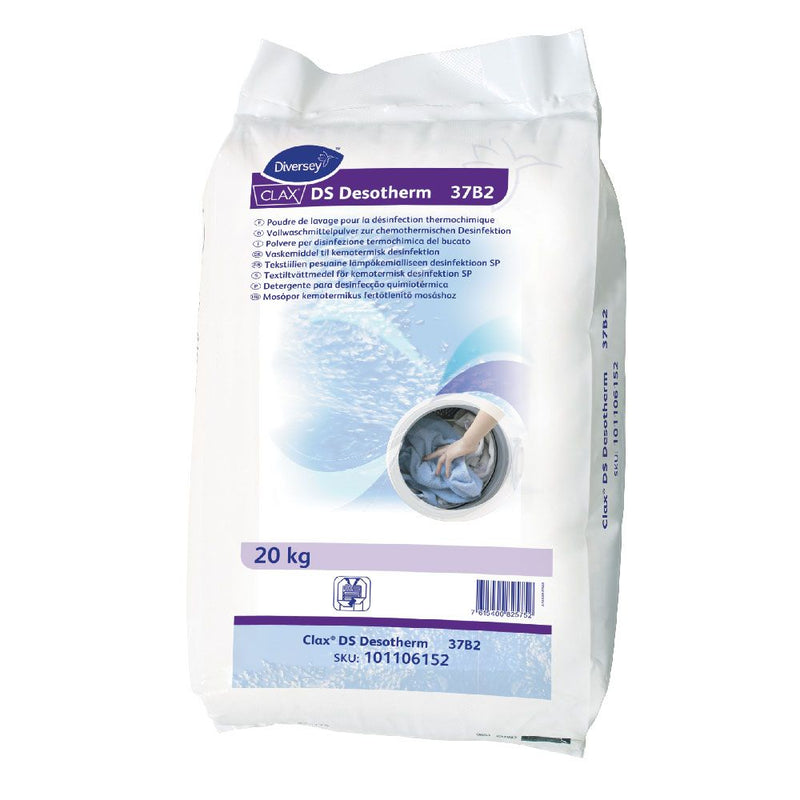 Diversey Clax DS Desotherm 37B2, Desinfektions-Vollwaschmittel, weiß - Karton mit 1 Stück á 20 kg