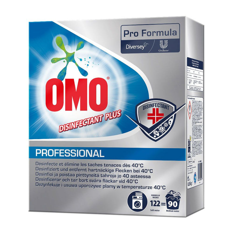 Diversey Omo Professional Disinfectant Plus, Desinfektions-Textilwaschmittel, weiß - Karton mit 1 Stück á 8,55 kg