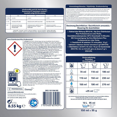 Diversey Omo Professional Disinfectant Plus, Desinfektions-Textilwaschmittel, weiß - Karton mit 1 Stück á 8,55 kg