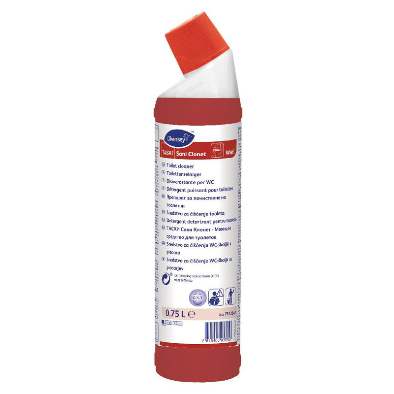 Diversey TASKI Sani Clonet W4f, WC-Reiniger, rot - Karton mit 6 Flaschen á 0,75 l