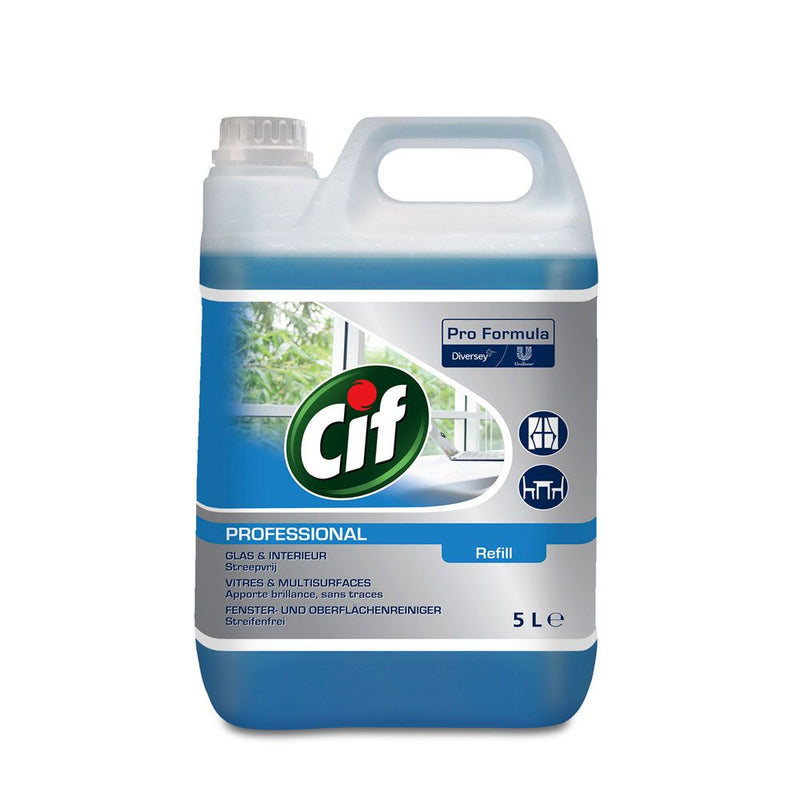 Diversey Cif Professional Glas- und Universalreiniger für alle harten Oberflächen, blau - Karton mit 2 Stück á 5 l