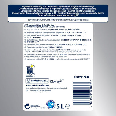 Diversey Cif Professional Glas- und Universalreiniger für alle harten Oberflächen, blau - Karton mit 2 Stück á 5 l