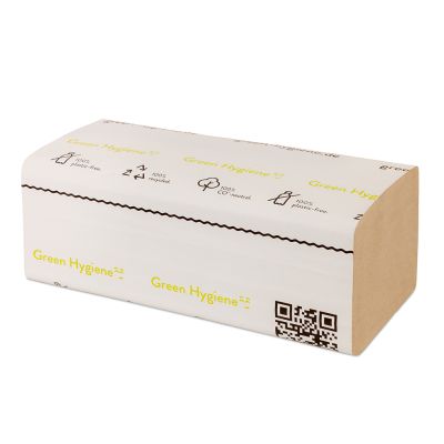 Green Hygiene® Papierhandtücher FALK, 1-lagig, natur | Recyclingpapier, V/ZZ-Falzung - Karton mit 5000 Stück (20 x 250 Stück)