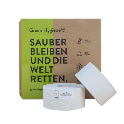 Green Hygiene® Toilettenpapier JUTTA-RENATE, Jumbo, 2-lagig aus Recyclingpapier - Karton mit 16 Rollen