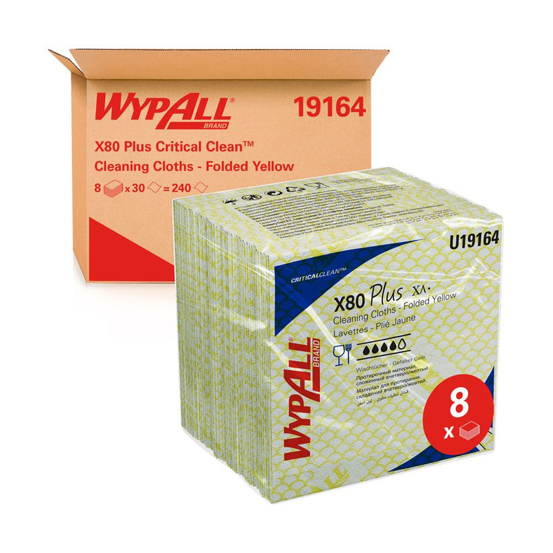 WypAll® X80 Plus Critical Clean™ Wischtücher, viertelgefaltet, verschiedene Farben - Karton mit 240 Stück (8 x 30 Stück)