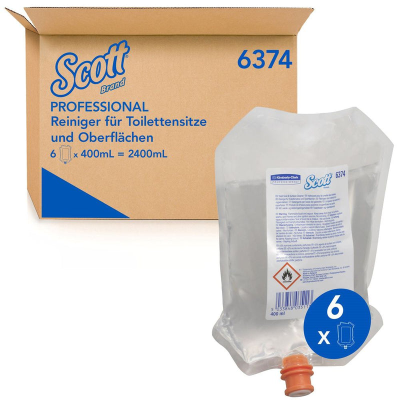 Scott® Reiniger für Toilettensitze und Oberflächen 6374, transparent - Karton mit 6 Stück - Artikel 6374