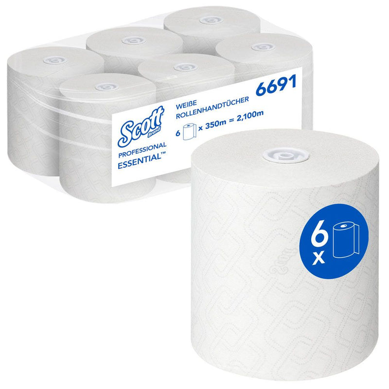 Scott® Essential™ Handtücher 6691, 1-lagig, Rolle, FSC®-Mix, verschiedene Farben - Karton mit 6 Stück