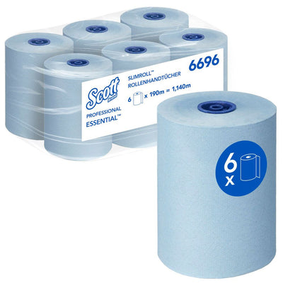 Scott® Essential™ Slimroll™ Handtücher 6695, 1-lagig, Rolle FSC®-Mix, verschiedene Farben - Karton mit 6 Stück