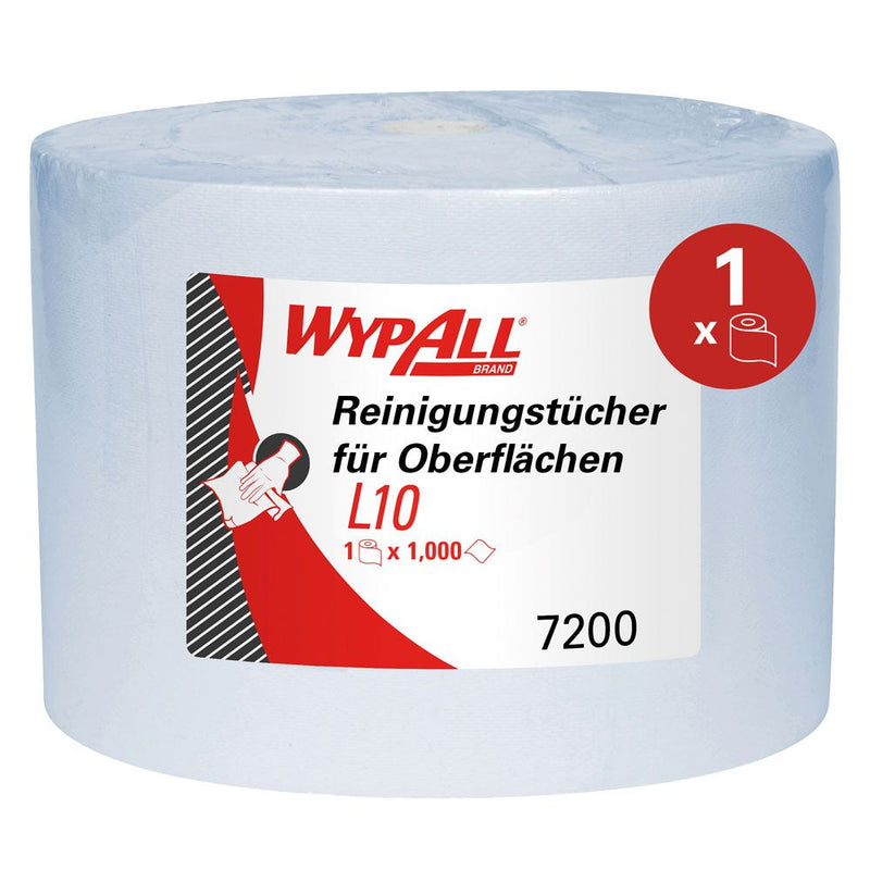 WypAll® L10 Papierwischtücher, 1-lagig, Rolle für Oberflächen, verschiedene Farben - Karton mit 1 Rolle (1 x 1000 Blatt)