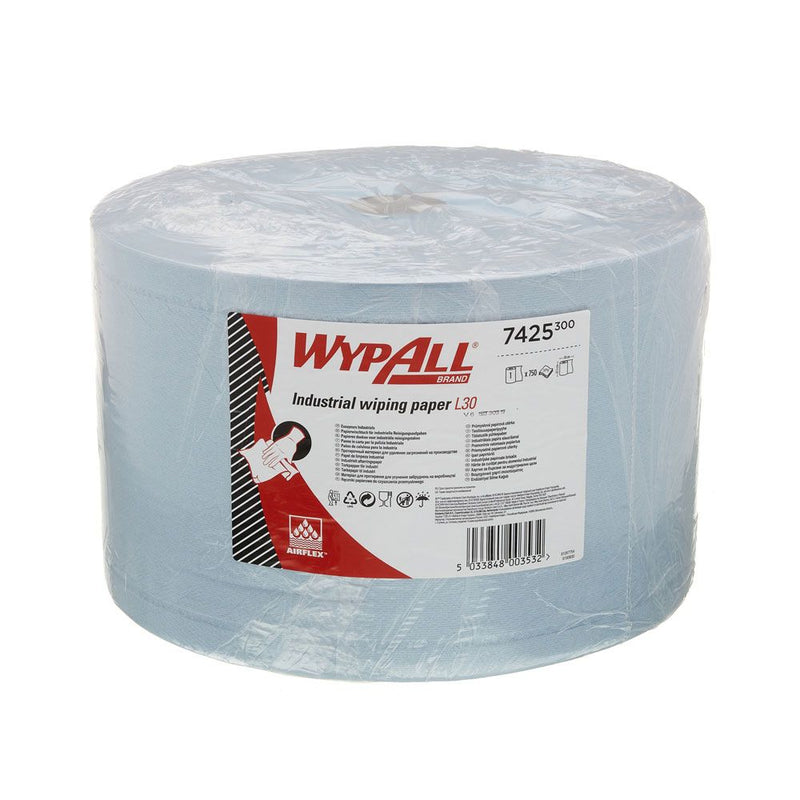 WypAll® L30 Papierwischtücher, 3-lagig, Rolle, blau - Karton mit 1 Rolle (1 x 750 Blatt)