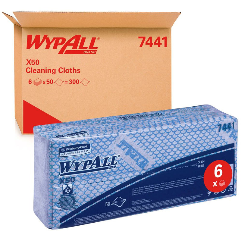 WypAll® X50 Wischtücher, Interfold, verschiedene Farben - Karton mit 300 Stück (6 x 50 Stück)