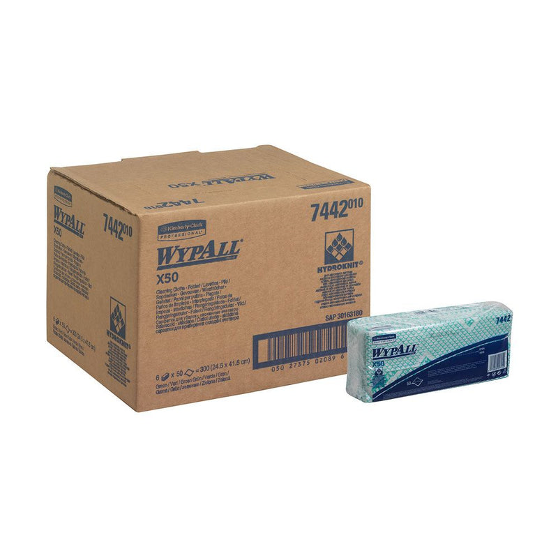 WypAll® X50 Wischtücher, Interfold, verschiedene Farben - Karton mit 300 Stück (6 x 50 Stück)