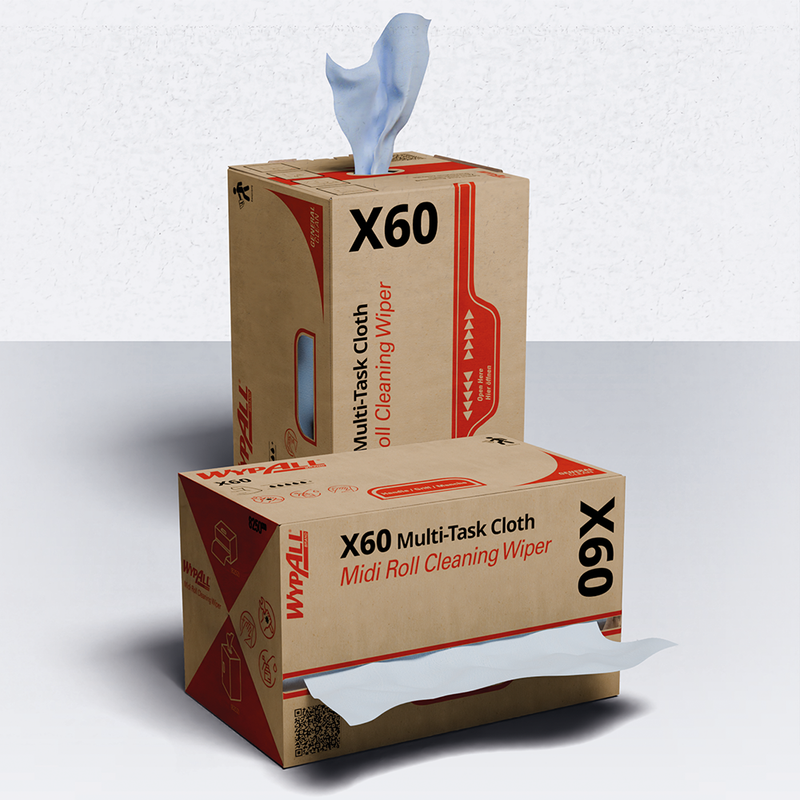 WypAll® X60 General Clean Midi Roll Reinigungstücher, Spenderbox, blau - Karton mit 1 Rolle (1 x 235 Blatt)