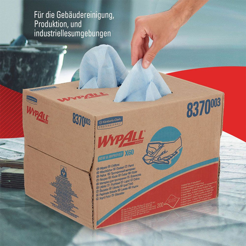 WypAll® General Clean™ X60 Wischtücher, BRAG™ Box, blau - Karton mit 200 Stück (1 x 200 Stück)