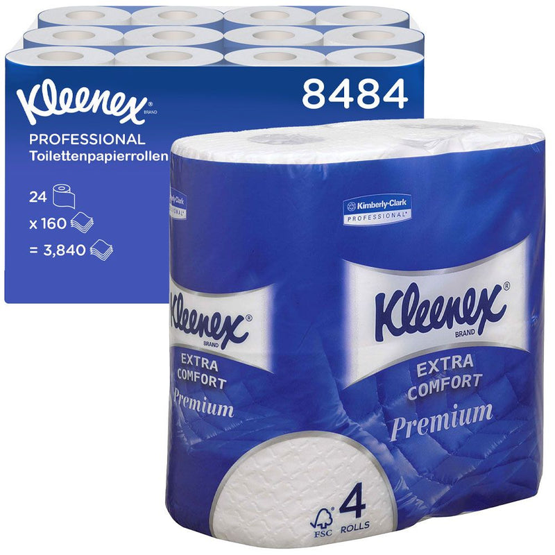 Kleenex® Toilettenpapier 8484, Kleinrolle, 4-lagig, FSC®-Mix - Karton mit 24 Rollen (6x4 Rollen)