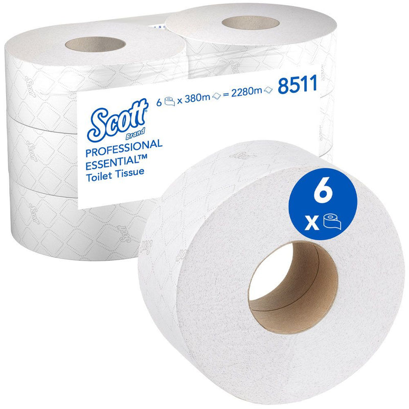 Scott® Essential™ Toilettenpapier 8511, Jumbo, 2-lagig - Karton mit 6 Rollen