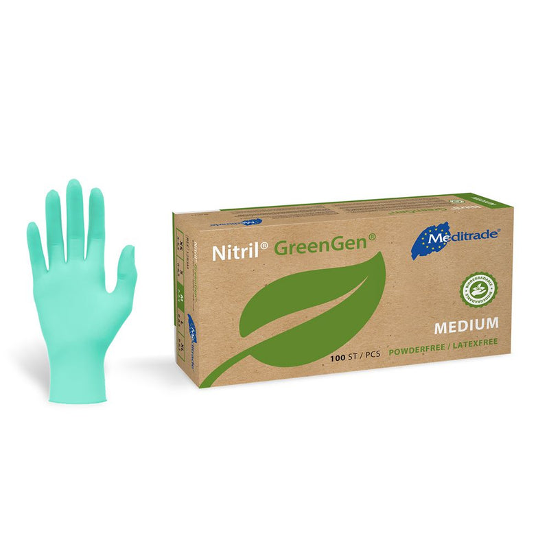 Meditrade Nitril® GreenGen® Nitrilhandschuhe, puderfrei, biologisch abbaubar - Karton mit 10 Päckchen á 100 Stück