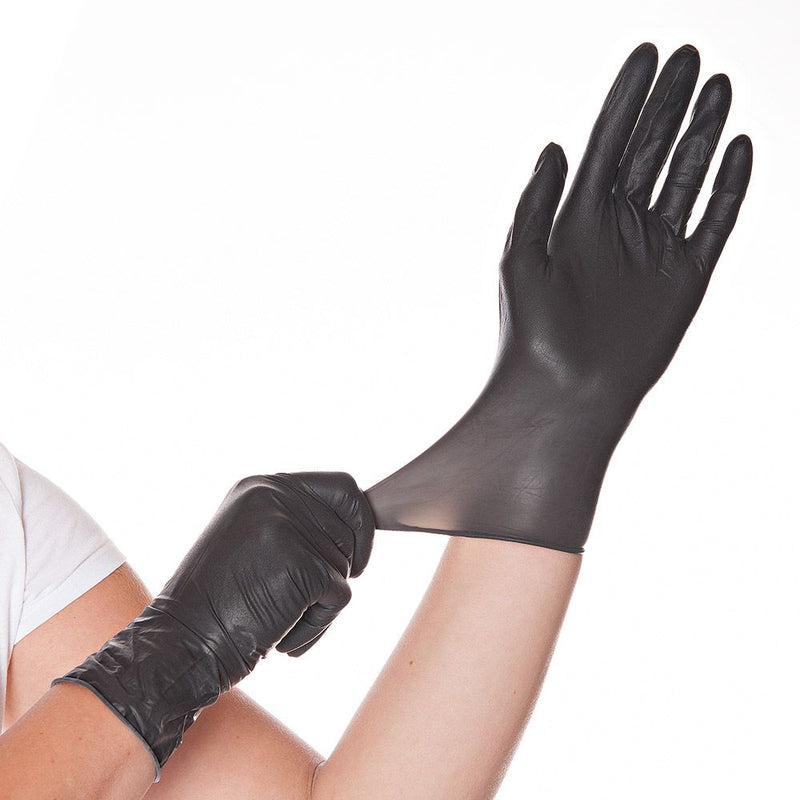 Latexhandschuh Diablo, schwarz, puderfrei - Karton mit 10 Päckchen á 100 Stück